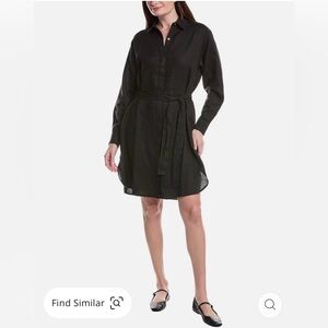 NWT- James Perse Long Sleeve Linen Shirtdress, Black, Size 1 (small)